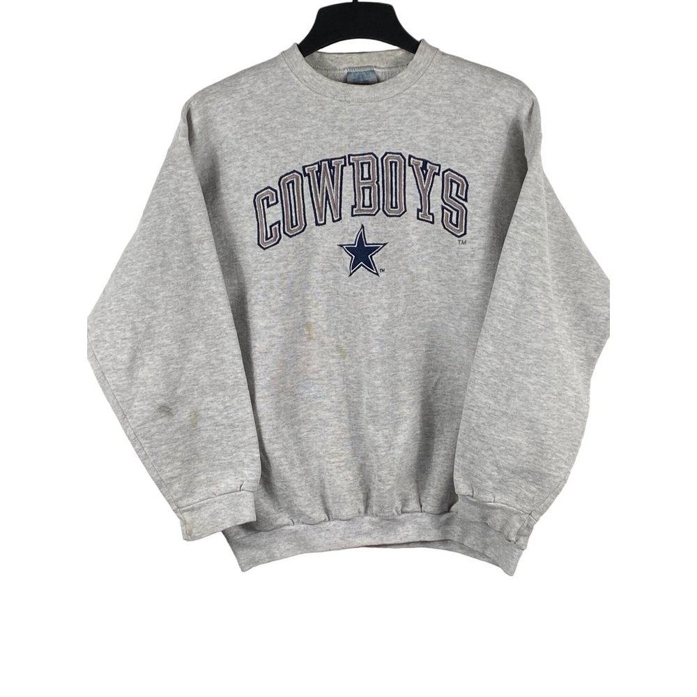 Vintage Logo 7 Dallas Cowboys Pullover Sweatshirt Grey Size Large Men's B189